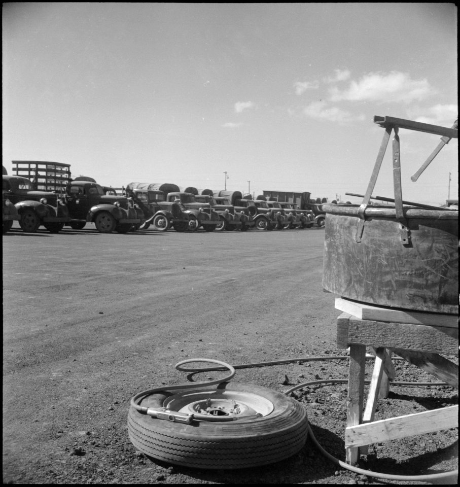 Tule Lake Segregation Center, Newell, California. General view of the motor pool at the Tule lake S . . . - NARA - 539549