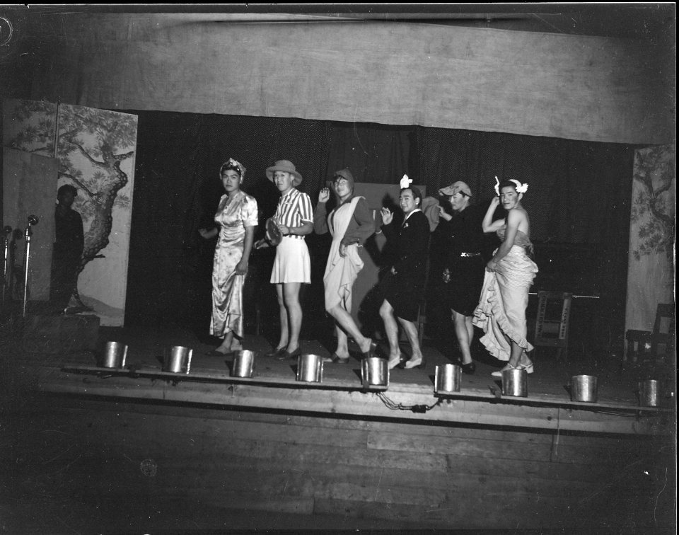 Tule Lake Segregation Center, Newell, California. Skit by boys in talent show sponsored by Tri-Stat . . . - NARA - 539566