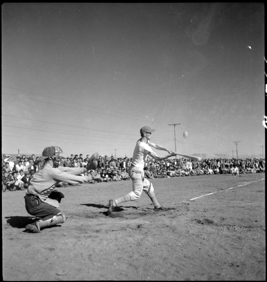 Tule Lake Segregation Center, Newell, California. The 1944 league baseball season got underway at t . . . - NARA - 539548