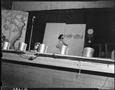 Tule Lake Segregation Center, Newell, California. Opening scene of the talent show sponsored by Tri . . . - NARA - 539563