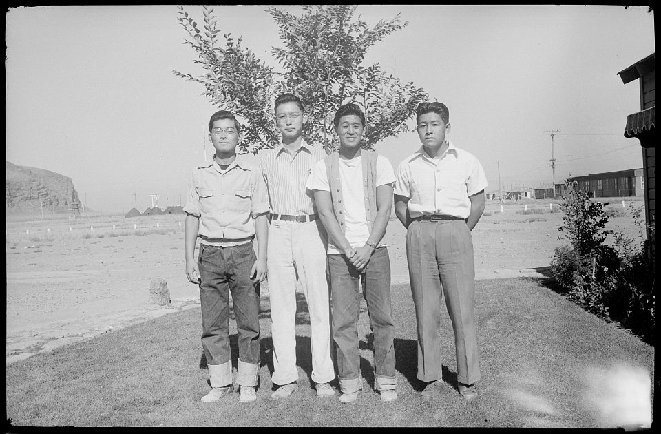 Tule Lake Relocation Center, Newell, California. Four outstanding Tri-State High School leaders. ( . . . - NARA - 539423