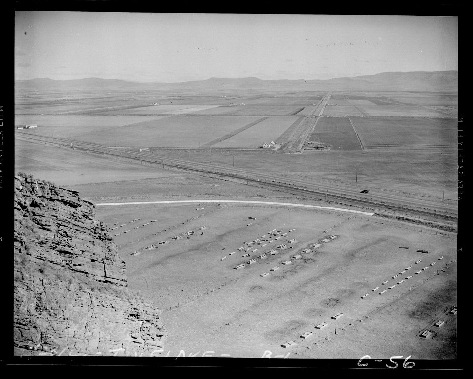 Tule Lake, California. A panoramic view showing site of Tule Lake War Relocation Authority center. - NARA - 537430
