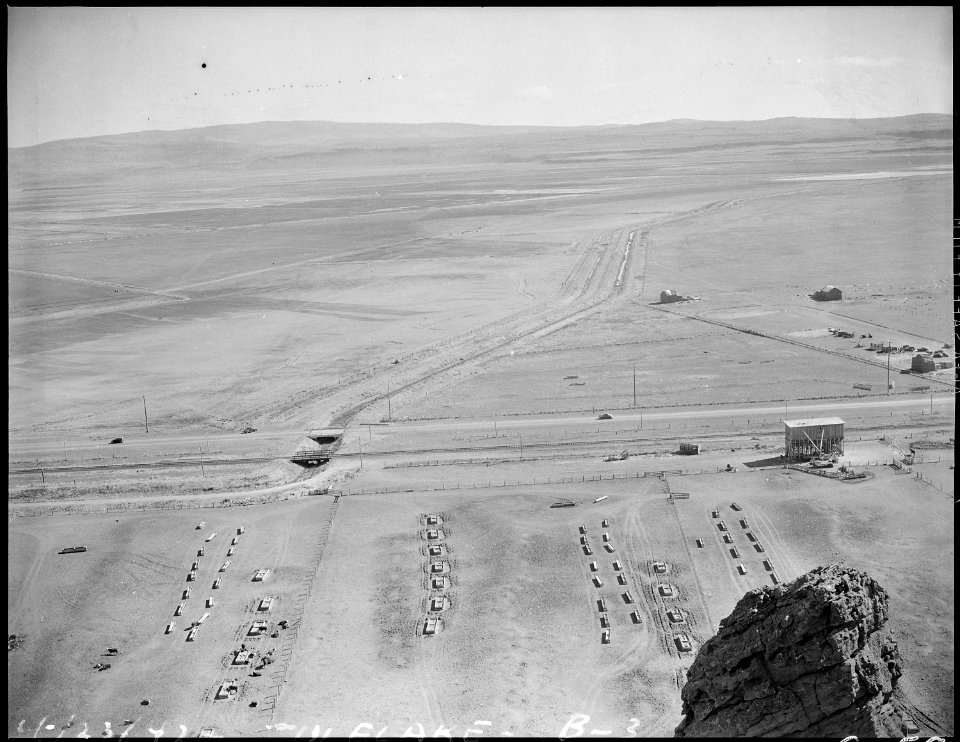 Tule Lake, California. A panoramic view showing site of Tule Lake War Relocation Authority center. - NARA - 537432