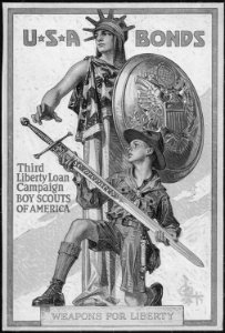 U*S*A Bonds. Third Liberty Loan Campaign. Boy Scouts of America. Weapons for Liberty. Color poster by Joseph Christian L - NARA - 516492 photo