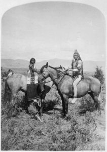 Uinta Ute warrior and his bride on horseback, northwest Utah, 1874 - NARA - 517733