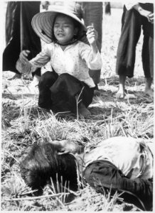 Tuy Hoa, Fifteen civilians were killed in the explosion of a homemade Viet Cong mine on a country road. Most of the vict - NARA - 541978
