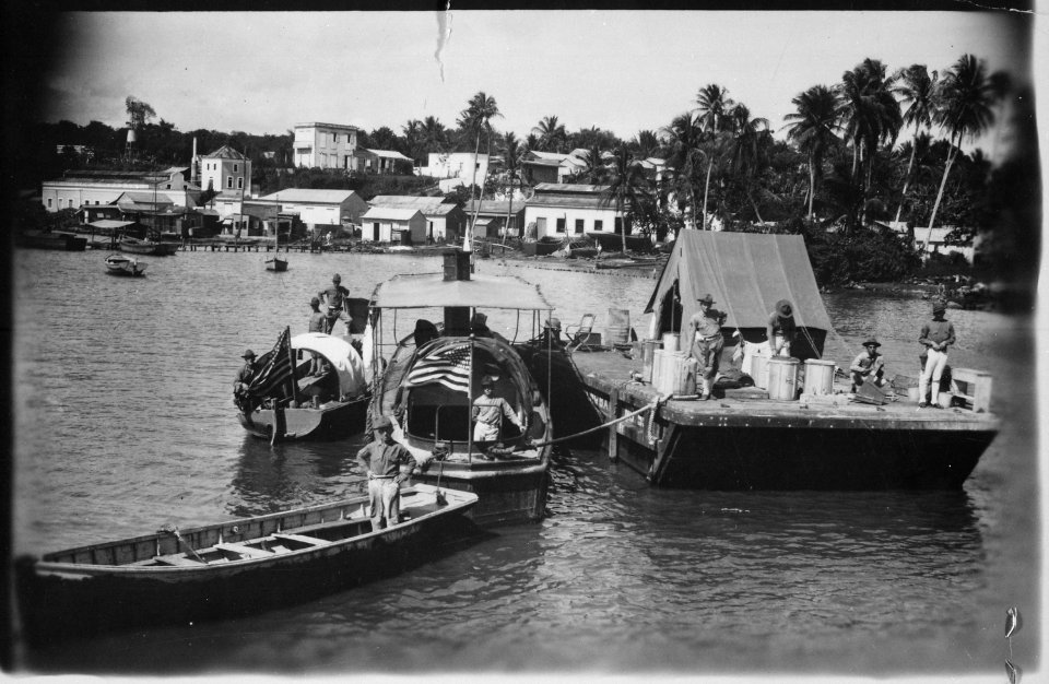 U.S. Marine Corps patrol boats on the Ozoma River, Santo Domingo City., 1919 - NARA - 532585