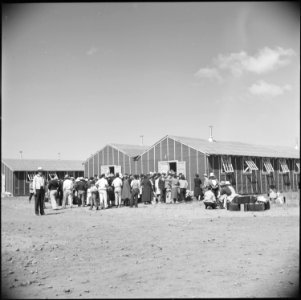 Tule Lake Relocation Center, Newell, California. This group of evacuees have just arrived at this W . . . - NARA - 538257