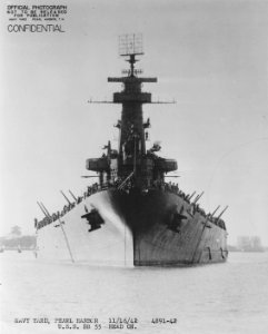 USS North Carolina front view NARA 19LCM-BB55-4891-42