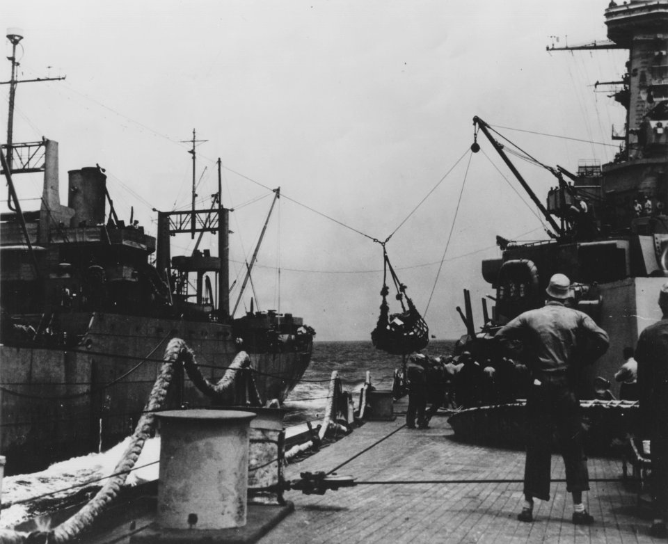 USS Washington supply transfer at sea NARA BS 111671