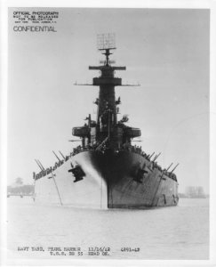 USS North Carolina front view NARA 19LCM-BB55-4891-42
