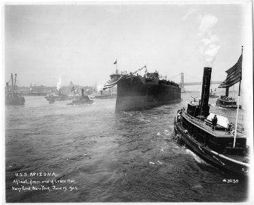 USS Arizona, Afloat, From End of Crane Pier, Navy Yard, New York - NARA - 5957432
