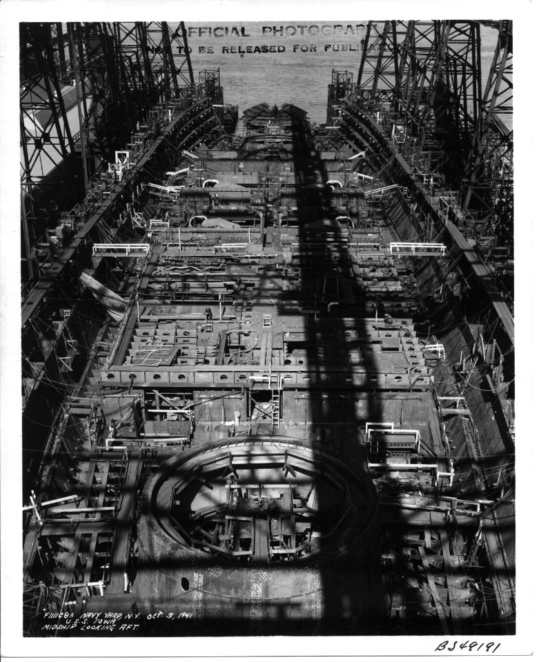 USS Iowa (BB61) in the New York Navy Yard Midship Looking Aft - NARA - 5957440