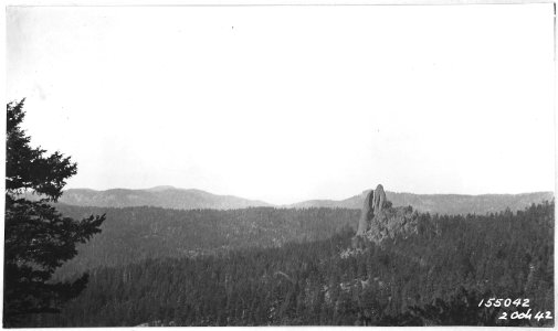 Twin Pillars and Hash Rock behind it,Ochoco Forest, 1915 - NARA - 299185 photo
