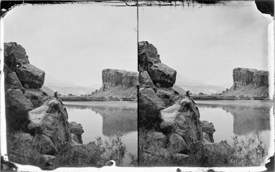 View across river at the mouth of Paria Creek Colorado River 1873 Colorado River - NARA - 519751