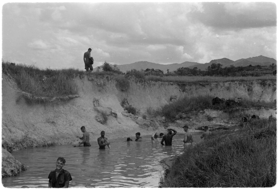 Vietnam....Members of Company H, 2nd Battalion, 4th Marines, bathe in the stream at the base of Hill 51. - NARA - 532447
