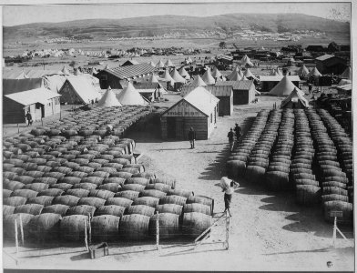 View of Mudros showing French wine store. In the background is the French hospital. Lemnos Island, Aegean Sea.... - NARA - 533107