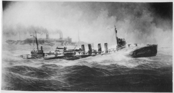USS Allen convoying USS Leviathan, ca. 1917 - ca. 1918 - NARA - 512985
