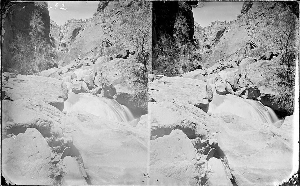 Virgin River, Utah. A falls is shown. Duplicate of 547. Negative destroyed by authority of Administrative Geologist.... - NARA - 517862