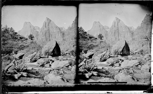 Virgin River. West fork, Mookvoutuweap, point of view not far from 591. Zion National Park. Huge - NARA - 517885