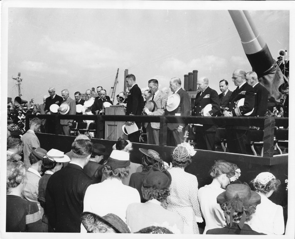 USS North Carolina launching ceremony NARA BS 73086