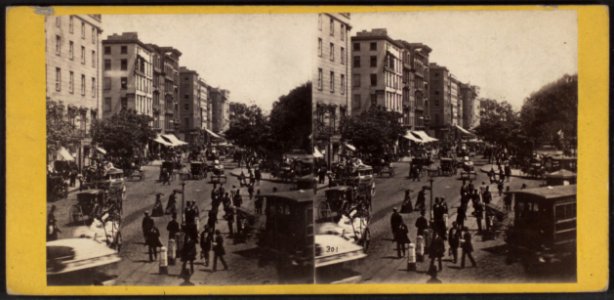 Up Broadway from Barnum's Museum. The City Hall Park on the right, by E. & H.T. Anthony (Firm)