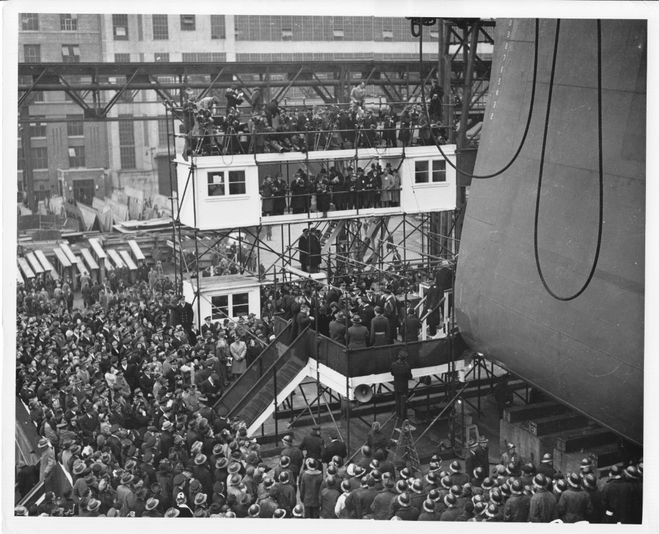 USS North Carolina launching ceremony NARA BS 73072