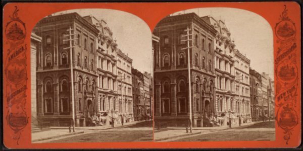 Wall Street below William, from Robert N. Dennis collection of stereoscopic views