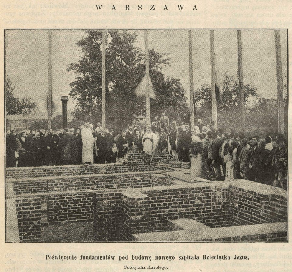 Warszawa- Poświęcenie fundamentów pod budowę nowego szpitala Dzieciątka Jezus na folwarku świętokrzyskim (55623)