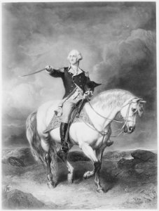Washington Receiving a Salute on the Field of Trenton. 1776. Copy of print by William Holl after John Faed, published ci - NARA - 532914