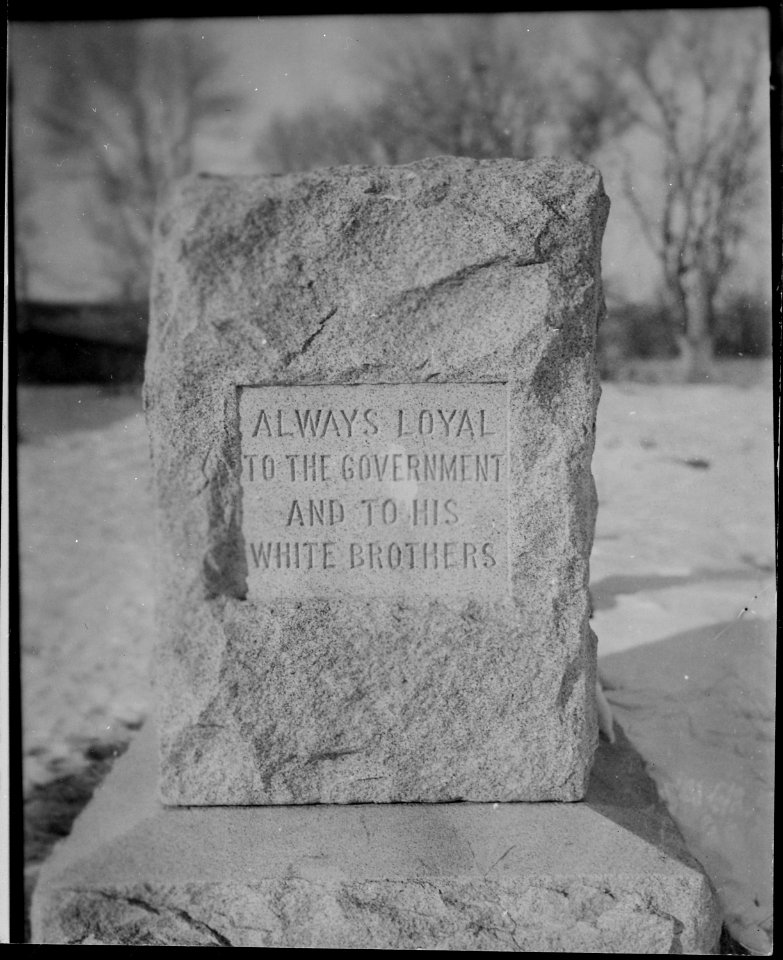 Washakie, tombstone in Government Cemetery just west of the Fort, Washakie, Wyoming (Shoshone). - NARA - 533067