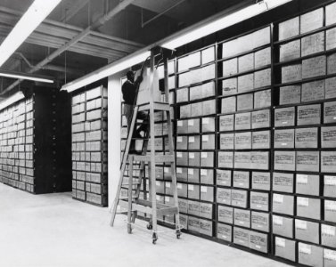 Washington National Records Center Stack Area with Employee Servicing Records