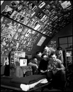 With nearly 3,000 pin-ups (including over 200 shots of Marilyn Monroe) serving as wallpaper for their quonset hut... - NARA - 532470