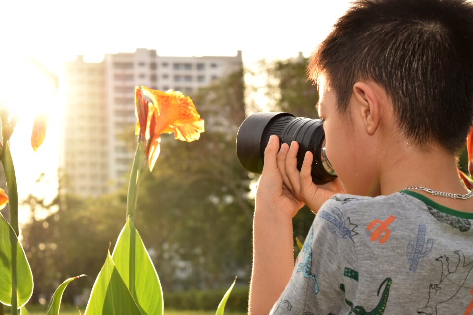 Boy discover beautiful nature