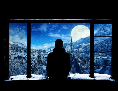 Winter sky silhouette