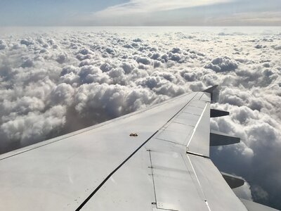 Flying aviation jet