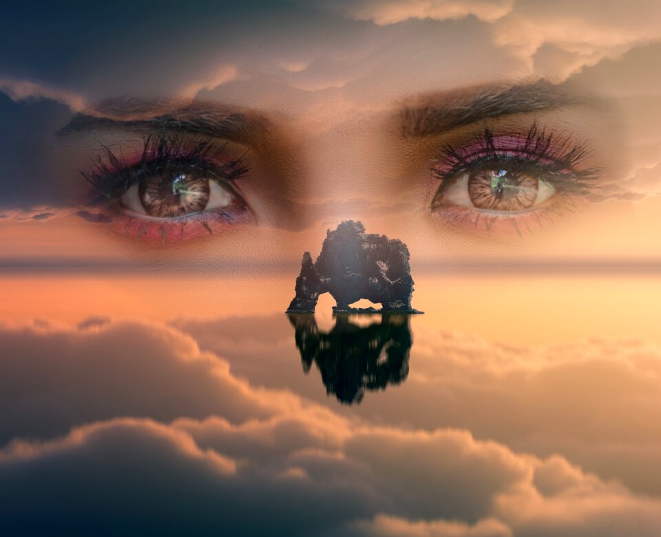 Cloud silhouette eyes