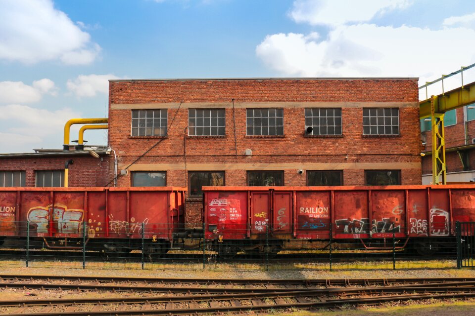 Train old building freight train
