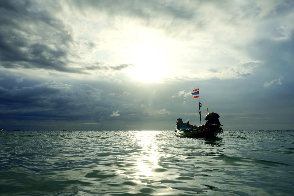Sunset dark boat