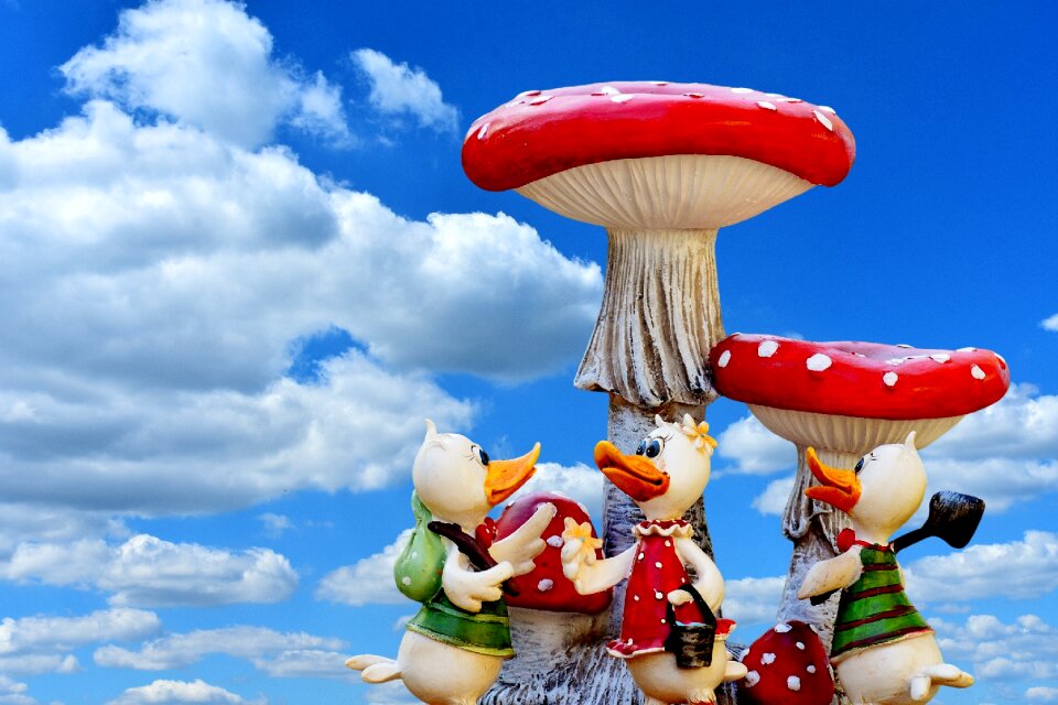 Mushrooms cute art stone