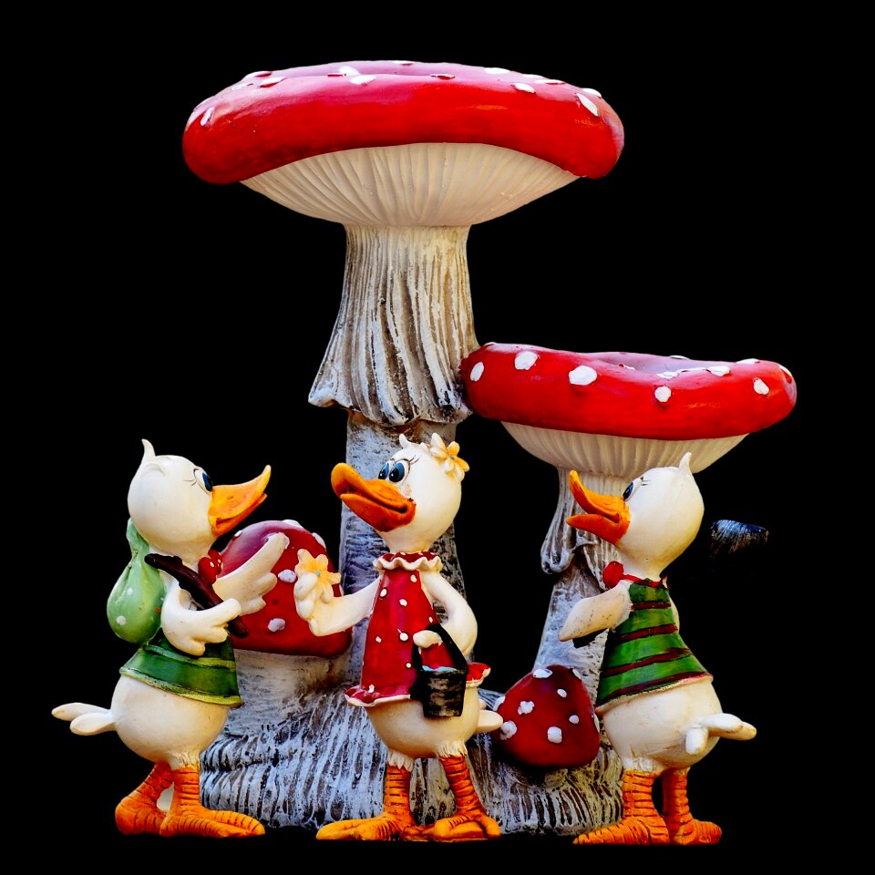 Mushrooms cute art stone