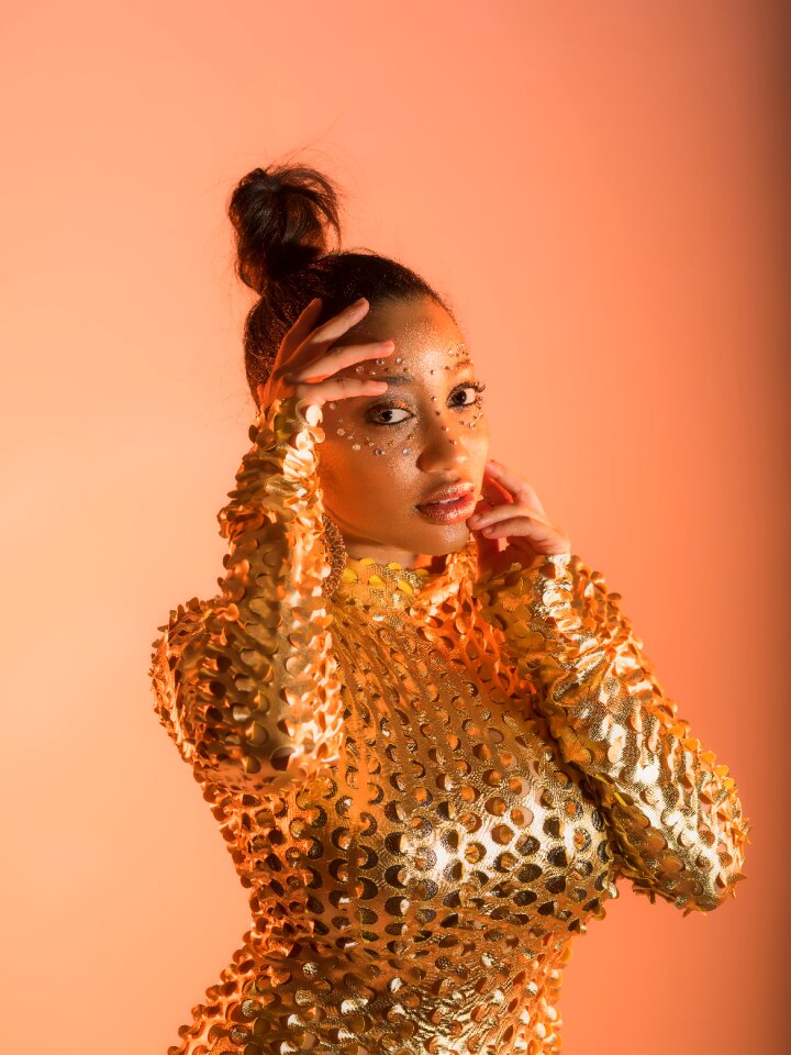 Female young orange model
