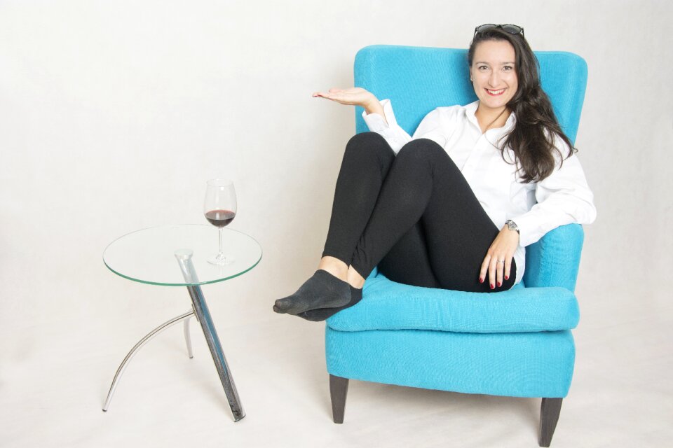 Brunette white background studio