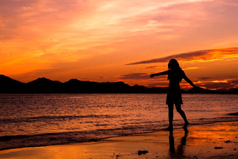 Silhouette sea the night sea