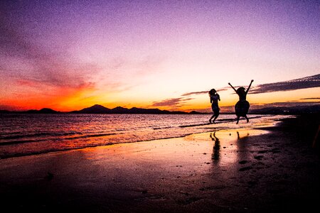 Beach woman silhouette photo