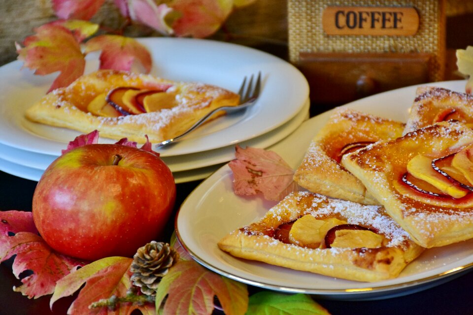 Puff pastry apple turnover plums photo