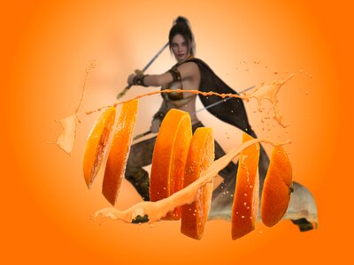 Fighter orange photomontage photo
