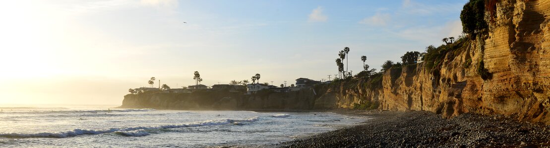 Pacific beach sunset panorama photo