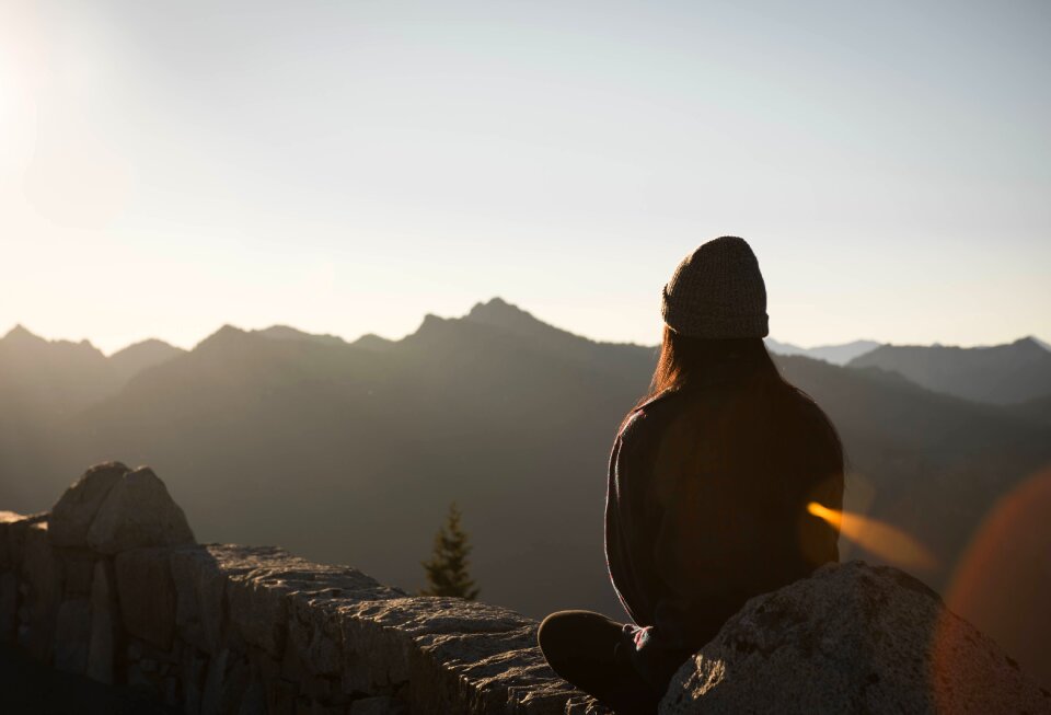 Woman alone sunset