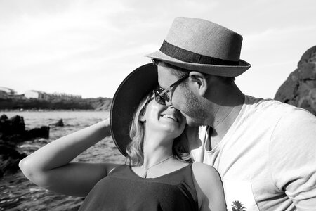 Young couple in love hat photo